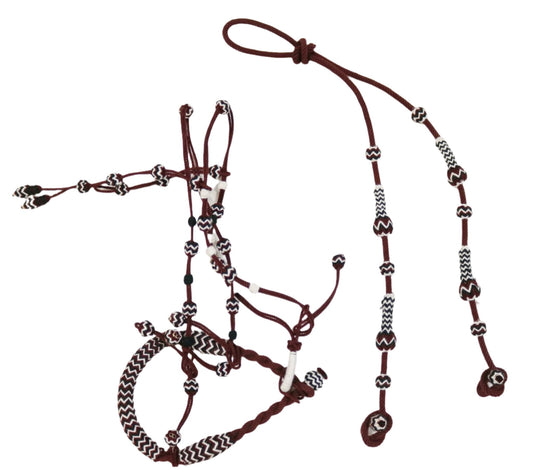 Maroon Charro Cabresto Riendas Charro Headstall Bosal - M - Royal Saddles - Charro Bozal