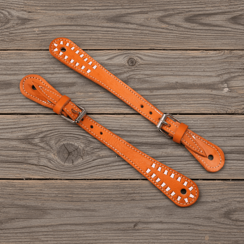 Miel Charro Jaraneado Spur Straps Correnos - M - Royal Saddles - Charro Spurs Strap