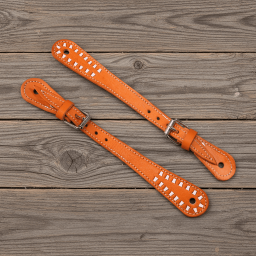 Miel Charro Jaraneado Spur Straps Correnos - M - Royal Saddles - Charro Spurs Strap