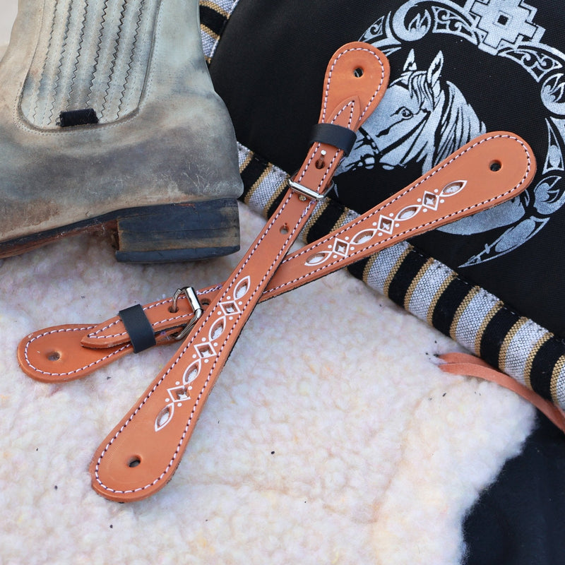 Miel Pintada Charro Espuelas Correones Leather Straps - M - Royal Saddles - Charro Spurs Strap