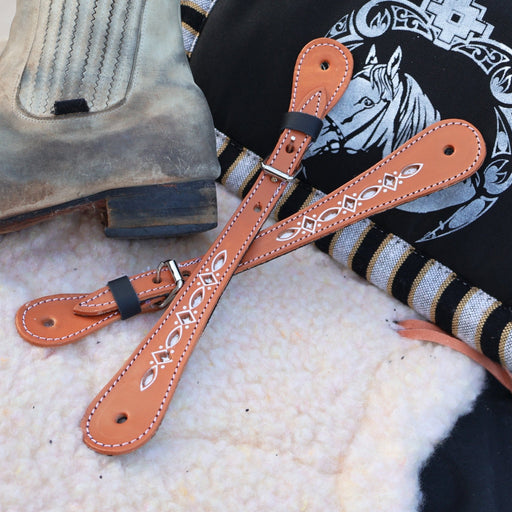 Miel Pintada Charro Espuelas Correones Leather Straps - M - Royal Saddles - Charro Spurs Strap