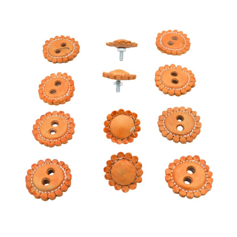 Miel Tan Juego De Chapetones Conchos Monturas Charras - M - Royal Saddles - Charro Saddle Parts