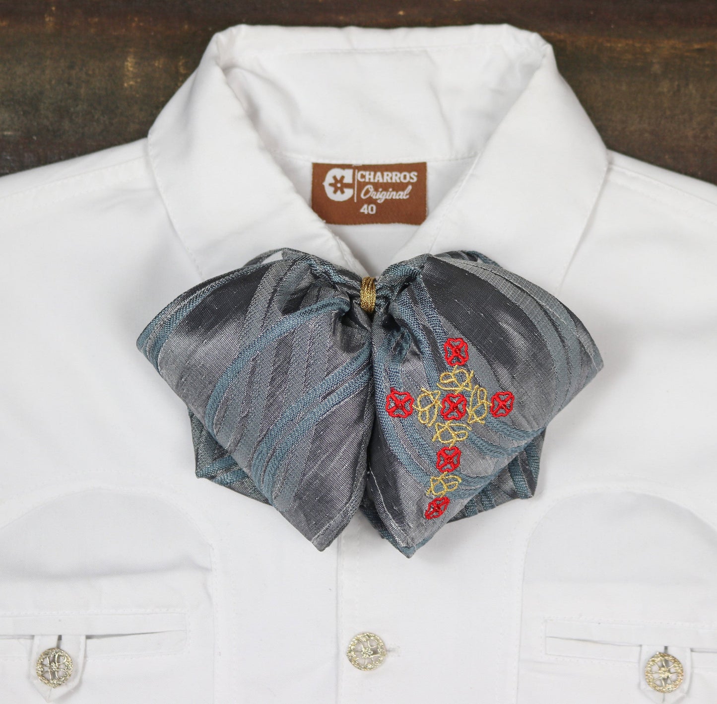 Mono Diseno Gris Azul Charro Bowtie Charra - M - Royal Saddles - Monos Charros