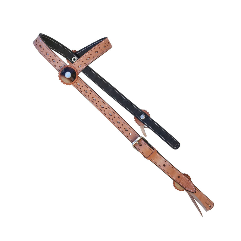 Natural Charro Cabezada Boton Hueso Headstall - M - Royal Saddles - Charro Headstalls/Cabezada
