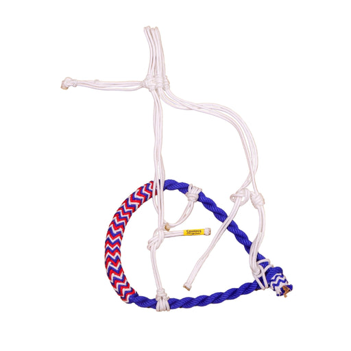 Neon Azul Charro Algodon Horse Cotton Braided Bosal - M - Royal Saddles - Charro Bozal