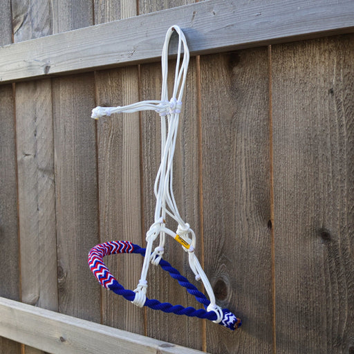 Neon Azul Charro Algodon Horse Cotton Braided Bosal - M - Royal Saddles - Charro Bozal