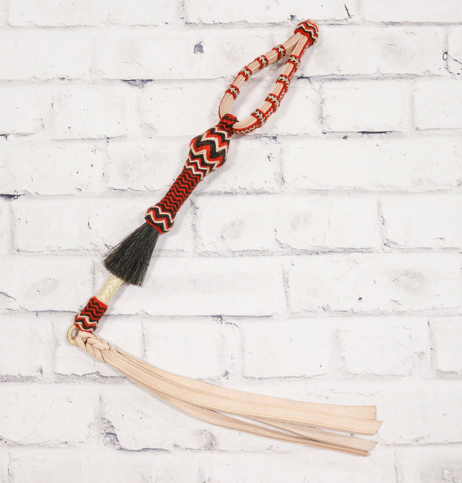 Orange Braided Chomite Leather Quirt Cuarta Charra Fina - M - Royal Saddles - Charro Whips/Cuartas