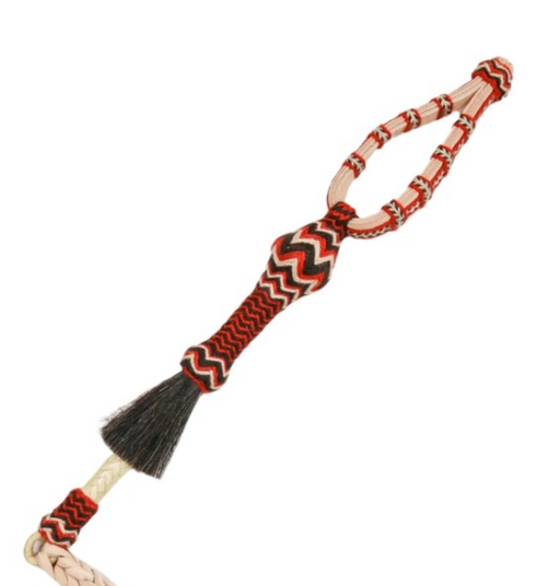 Orange Braided Chomite Leather Quirt Cuarta Charra Fina - M - Royal Saddles - Charro Whips/Cuartas