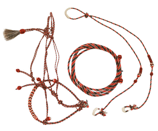 Orange Brown Cabresto Set Cotton Charro Bosal Set - M - Royal Saddles - Charro Bozal