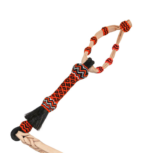 Orange Cuarta Charra Braided Chomite Leather Quirt - M - Royal Saddles - Charro Whips/Cuartas