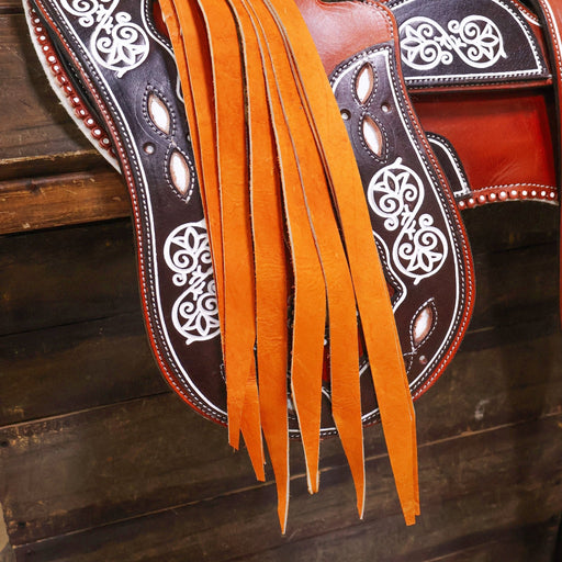 Orange Set Of 8 Charro Saddle Leather Strings Montura Charra - M - Royal Saddles - Charro Saddle Parts