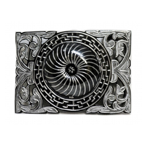 Pavonada Flor Negra Charro Belt Buckle - M - Royal Saddles - Belts/Buckles