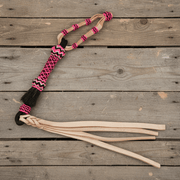 Pink Cuarta Black Quirt Whip Charra Chomite - M - Royal Saddles - Charro Whips/Cuartas