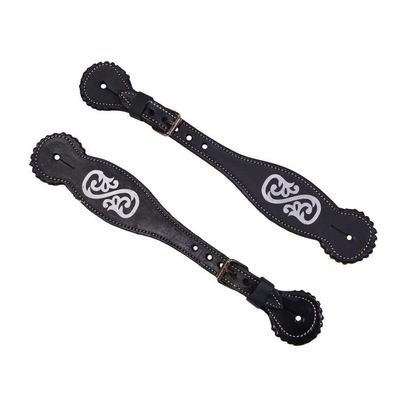 Pintada Correones Para Espuelas Black Charro Spur Straps - M - Royal Saddles - Charro Spurs Strap