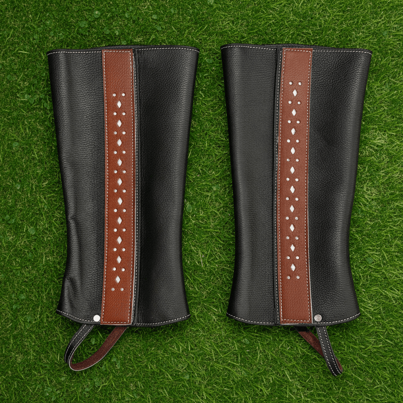 Polainas Black Diseno Caballo Charro Chaps Charreria - M - Royal Saddles - Charro Polainas/Chaps