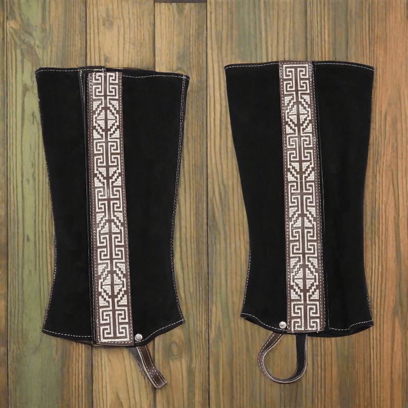 Polainas Black Half Chaps Mexican Charras - M - Royal Saddles - Charro Polainas/Chaps