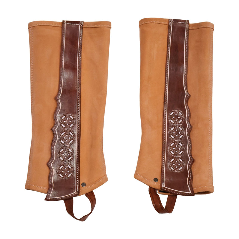 Polainas (L) Charro Gamuza Rescadas Half Chaps - M - Royal Saddles - Charro Polainas/Chaps