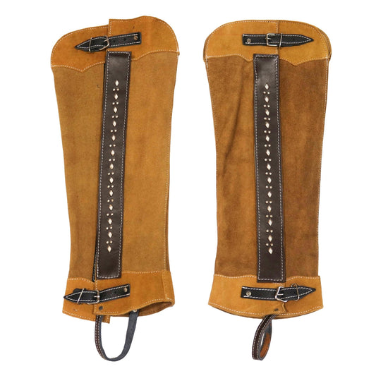 Polainas Largas Miel Diseno Gamuza Long Roughout Chaps - M - Royal Saddles - Charro Polainas/Chaps