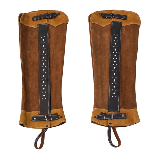 Polainas Largas Miel Diseno Gamuza Long Roughout Chaps - M - Royal Saddles - Charro Polainas/Chaps