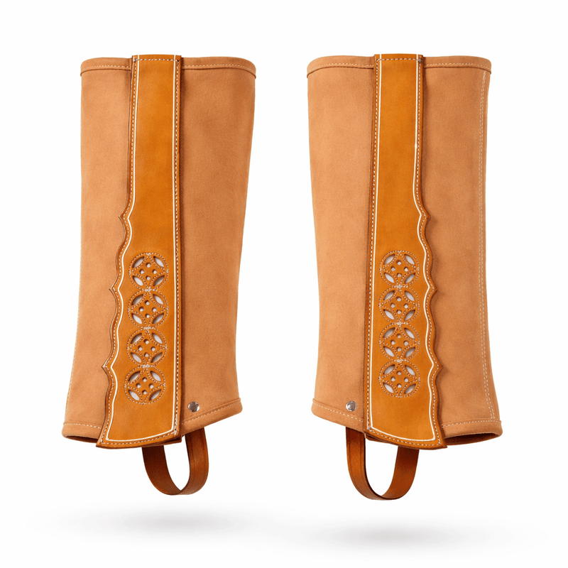 Polainas (M) Natural Gamuza Rescadas Charra Chaps - M - Royal Saddles - Charro Polainas/Chaps