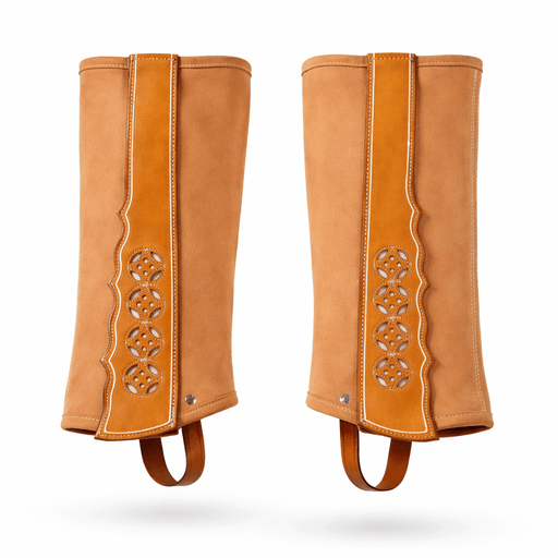 Polainas (M) Natural Gamuza Rescadas Charra Chaps - M - Royal Saddles - Charro Polainas/Chaps