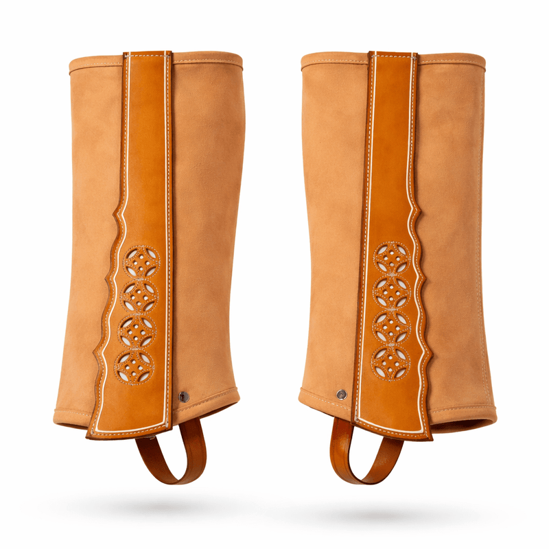 Polainas Natural (L) Charro Gamuza Rescadas Suede Chaps - M - Royal Saddles - Charro Polainas/Chaps