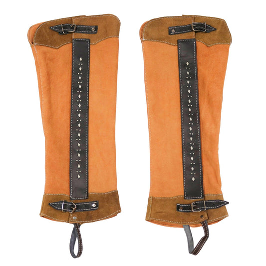 Polainas Suede Charras Largas Diseno Half Chaps - M - Royal Saddles - Charro Polainas/Chaps