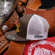 "Pony" Brown Charros Original Flat Bill Hat - M - Royal Saddles - Charros Original Hats