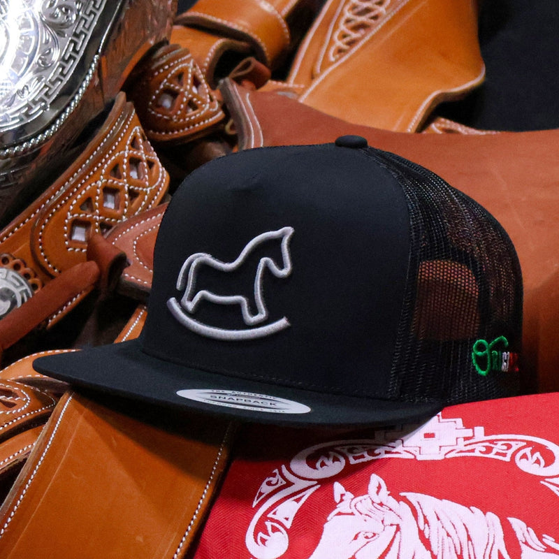 "Pony" Charros Black Trucker Cap - M - Royal Saddles - Charros Original Hats