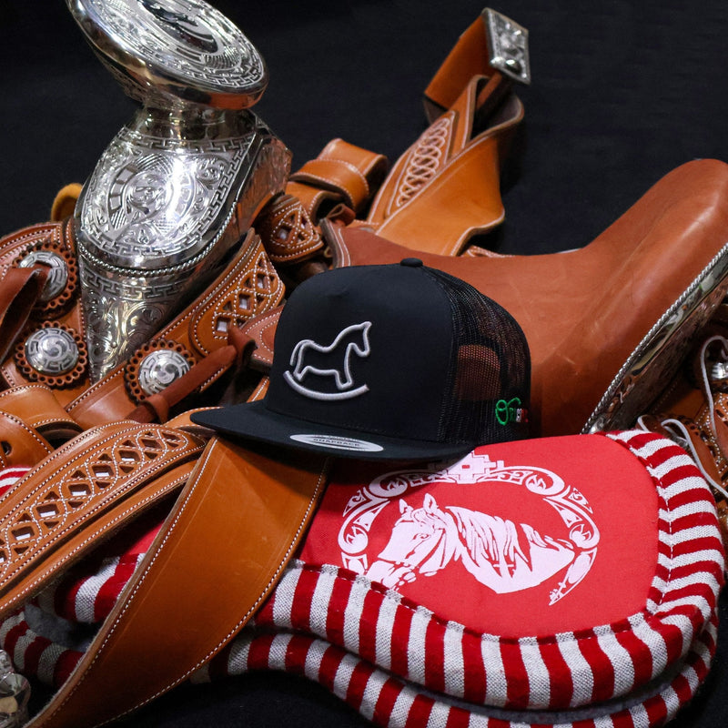 "Pony" Charros Black Trucker Cap - M - Royal Saddles - Charros Original Hats