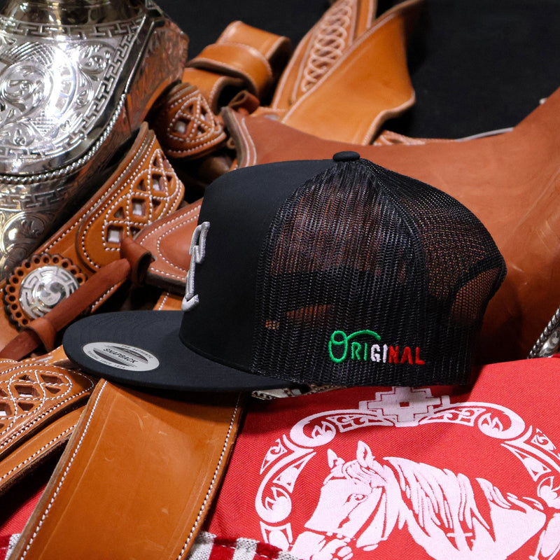 "Pony" Charros Black Trucker Cap - M - Royal Saddles - Charros Original Hats