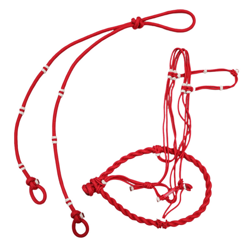 Red Bosalillo Charro De Nylon Horse Bosal Set - M - Royal Saddles - Charro Bozal
