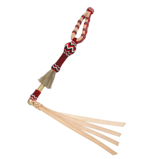 Red Charro Chomite Leather Cerda Cuarta Algodon Cotton Quirt - M - Royal Saddles - Charro Whips/Cuartas