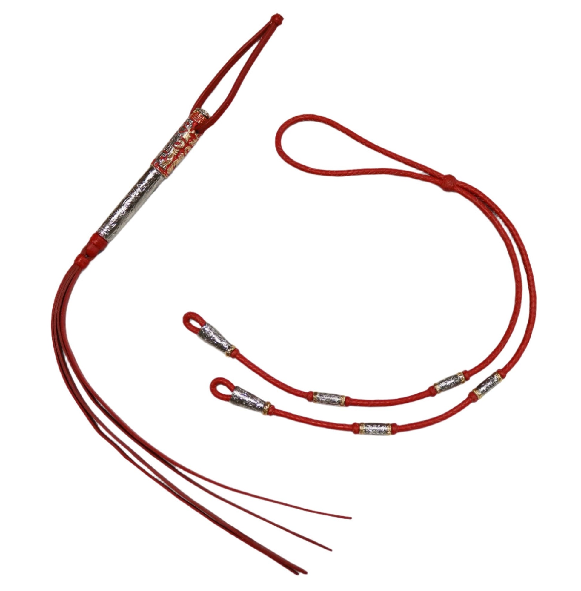 Red Charro Juego Riendas Bosal De Gala Fino Horse - M - Royal Saddles - Charro Whips/Cuartas