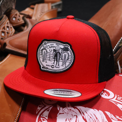 Red Charros "3 Charros" Original Trucker Cap - M - Royal Saddles - Charros Original Hats
