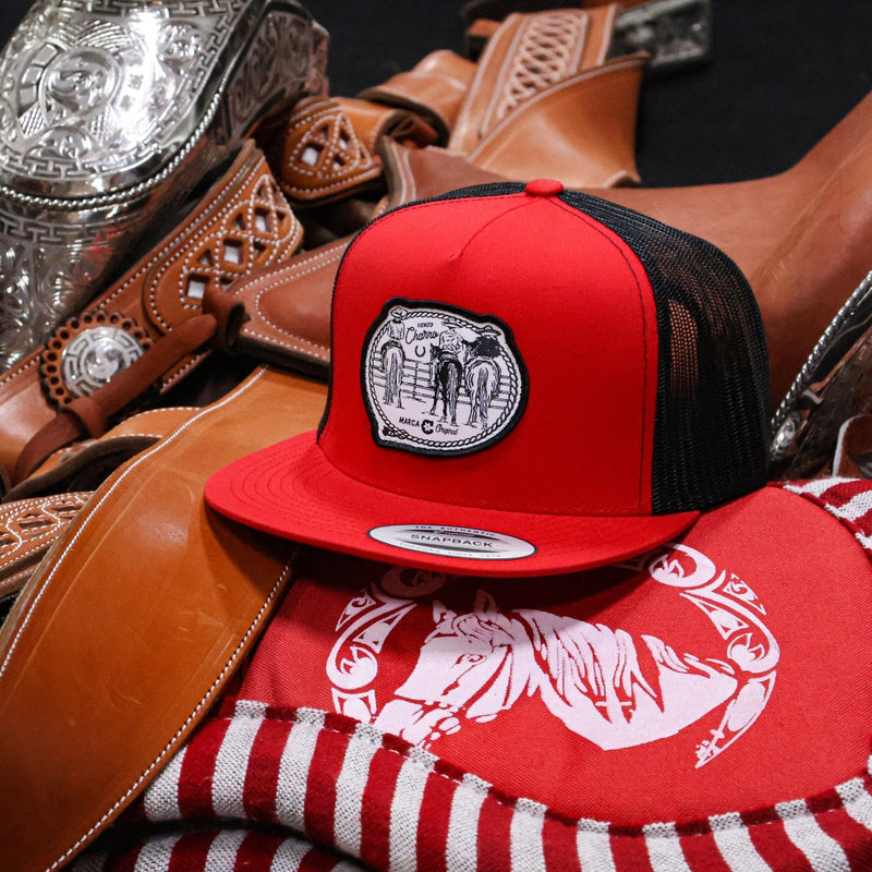 Red Charros "3 Charros" Original Trucker Cap - M - Royal Saddles - Charros Original Hats
