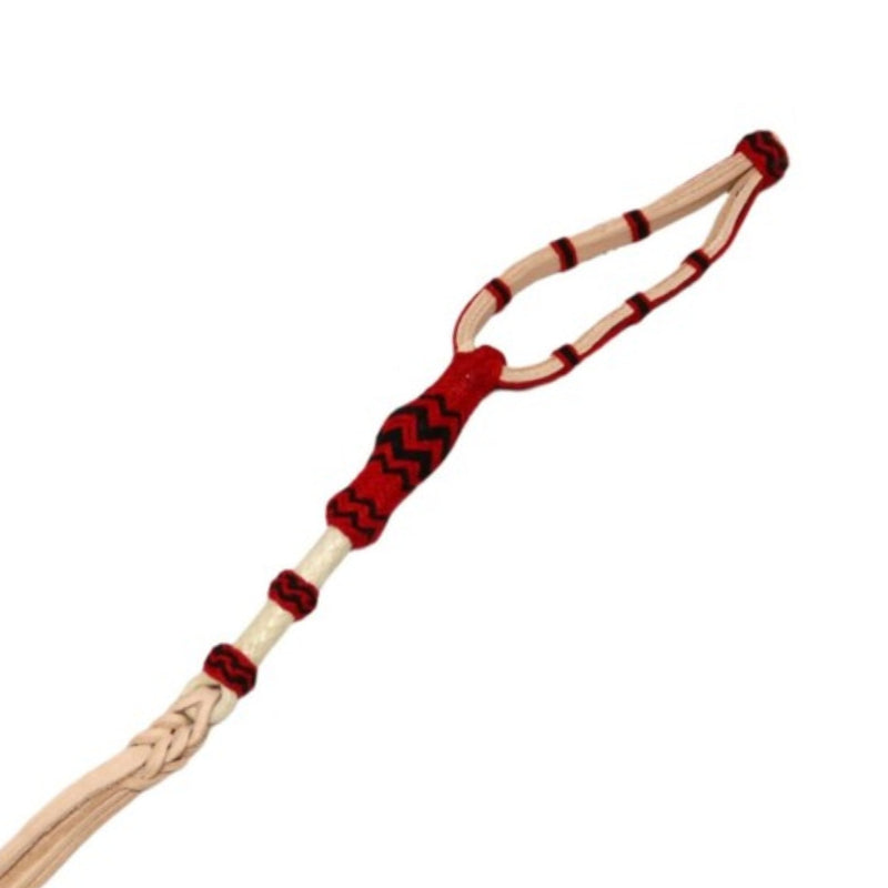 Red Chomite Charro Leather Cuarta Cotton Quirt - M - Royal Saddles - Charro Whips/Cuartas