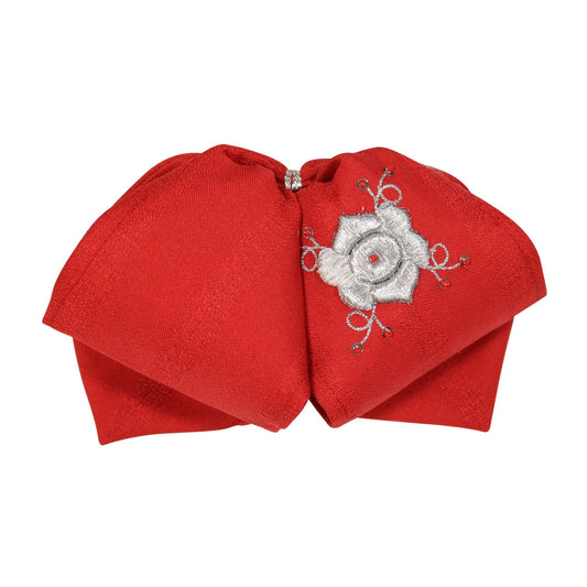 Red Mono Rojo Charro Flor Silver Bowtie - M - Royal Saddles - Monos Charros