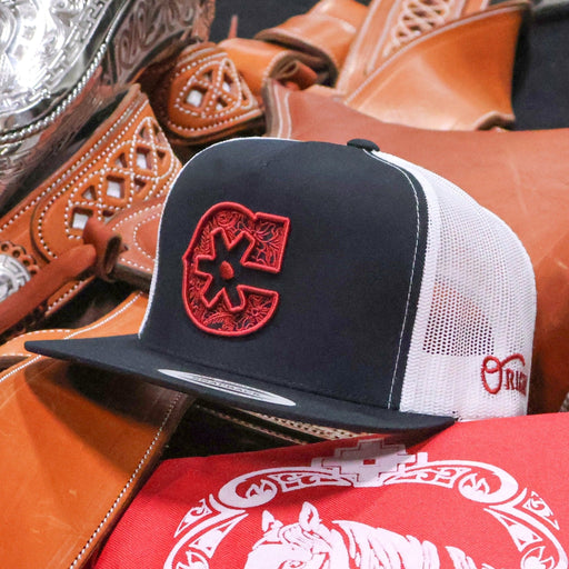 Tooled Floral Original "C" Trucker Hat - M - Royal Saddles - Charros Original Hats