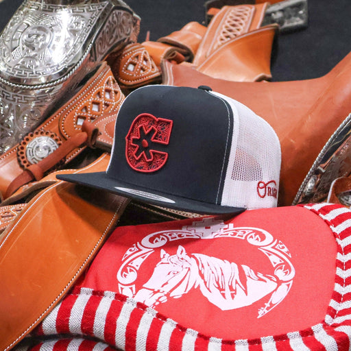 Tooled Floral Original "C" Trucker Hat - M - Royal Saddles - Charros Original Hats