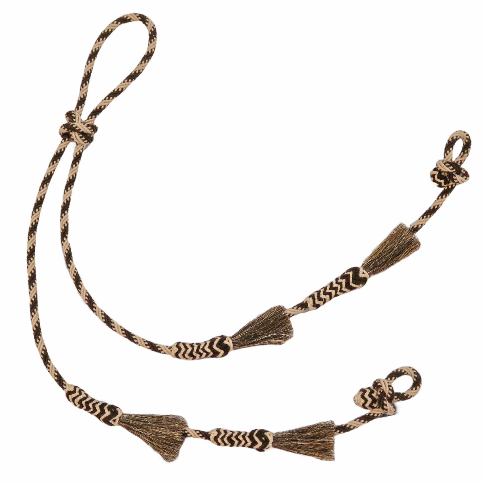 Two - Tone Cafe Charro Reins Horse Hair Riendas Charreria - M - Royal Saddles - Charro Reins