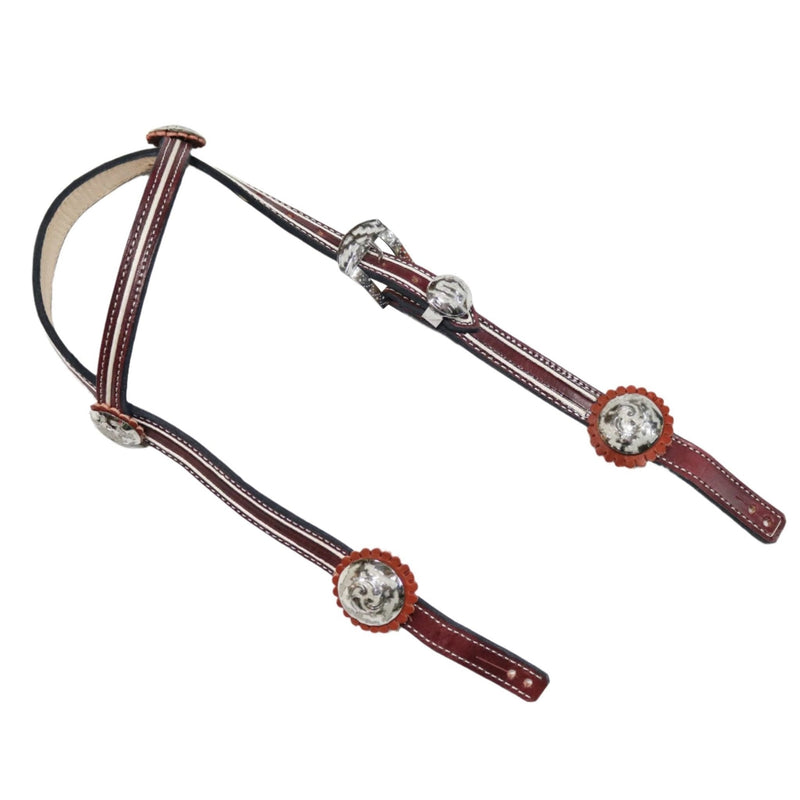 Vino Cabezada Pita Charra Maroon Fina Con Herrajes - M - Royal Saddles - Charro Headstalls/Cabezada