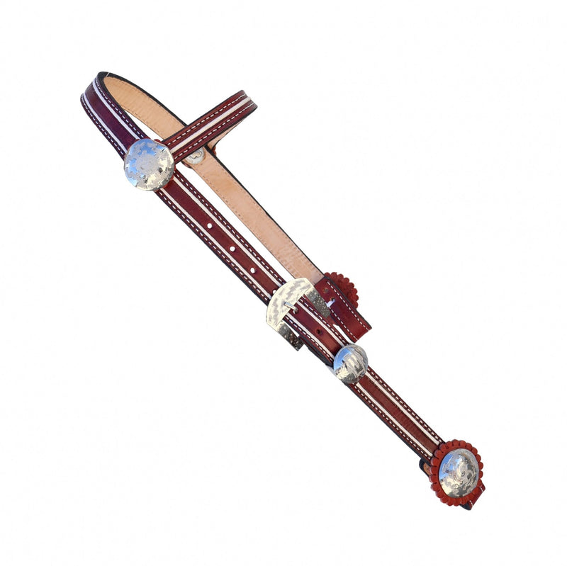 Vino Cabezada Pita Charra Maroon Fina Con Herrajes - M - Royal Saddles - Charro Headstalls/Cabezada