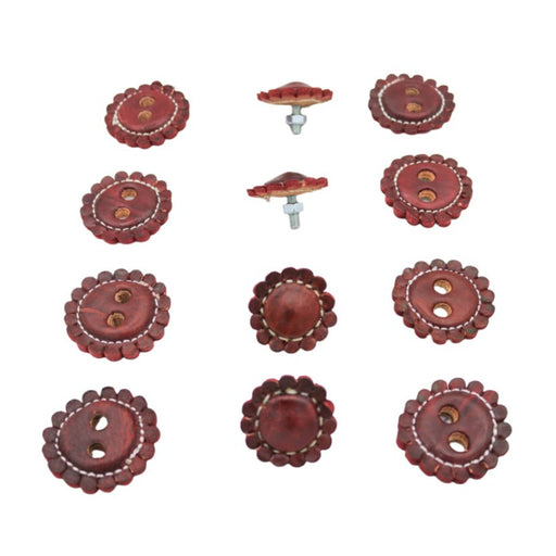 Vino Maroon Juego De Chapetones Conchos Monturas - M - Royal Saddles - Charro Saddle Parts