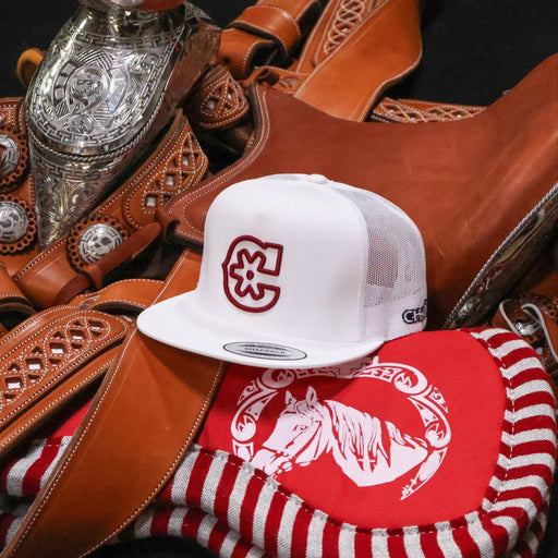 White "3D" Charros Original Trucker Hat - M - Royal Saddles - Charros Original Hats