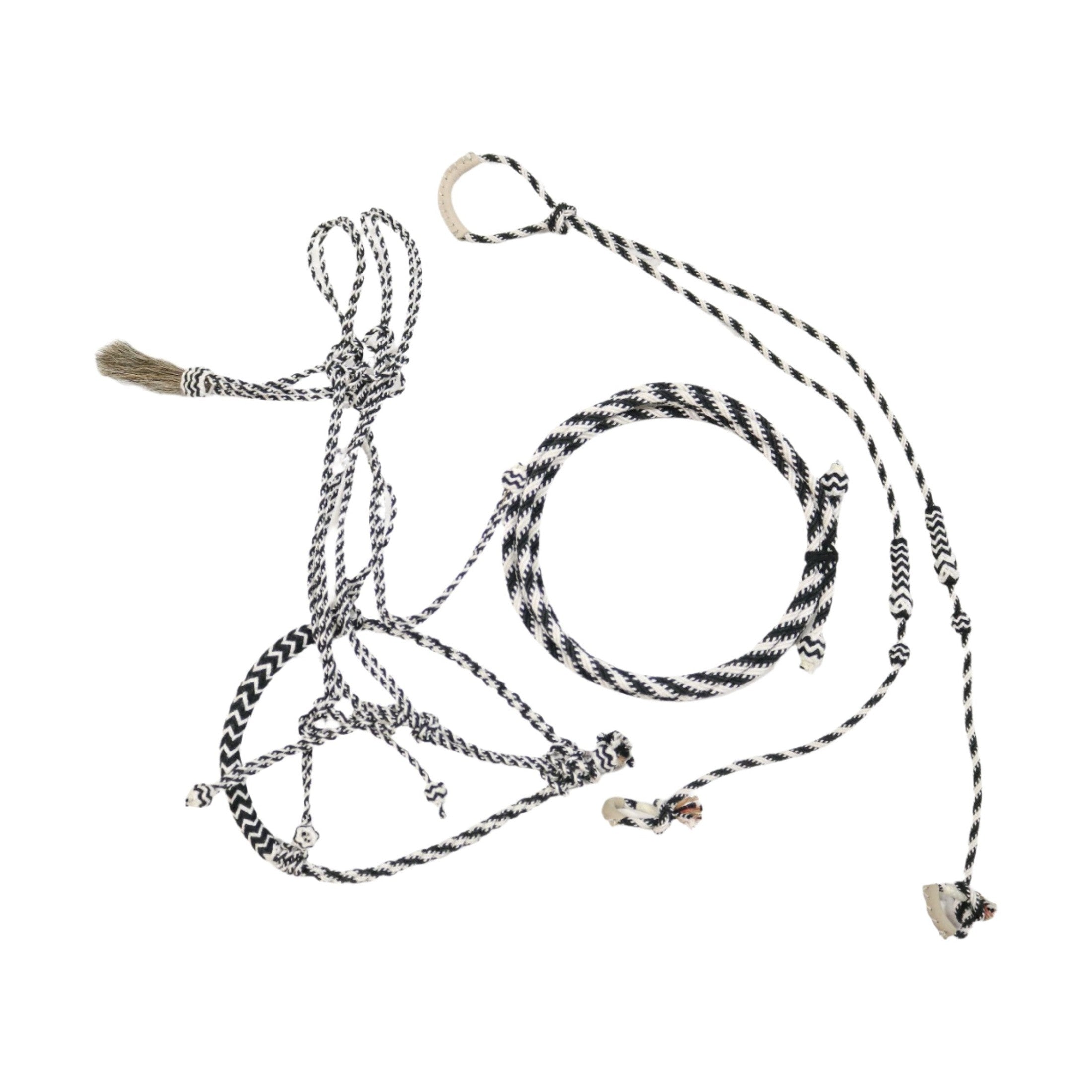 White Black Bosalillo Charro Cotton Bosal Set Lead Rope – Charros Original