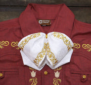 White Charro Mono Bowtie Gold Flor - M - Royal Saddles - Monos Charros
