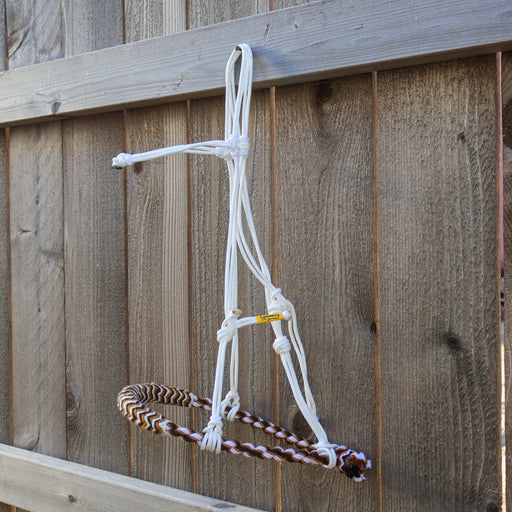 White Tri Cabresto Bosal Charro Trenzado Horse Braided - M - Royal Saddles - Charro Bozal