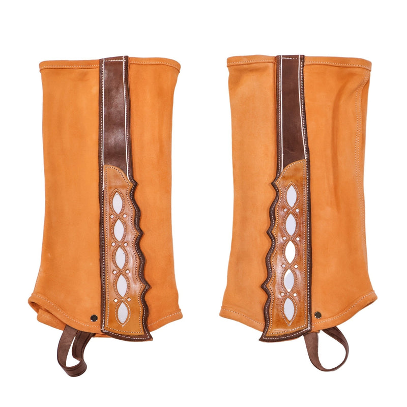 Wide Polainas Natural XL Charro Leather Chaps - M - Royal Saddles - Charro Polainas/Chaps