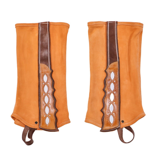 Wide Polainas Natural XL Charro Leather Chaps - M - Royal Saddles - Charro Polainas/Chaps